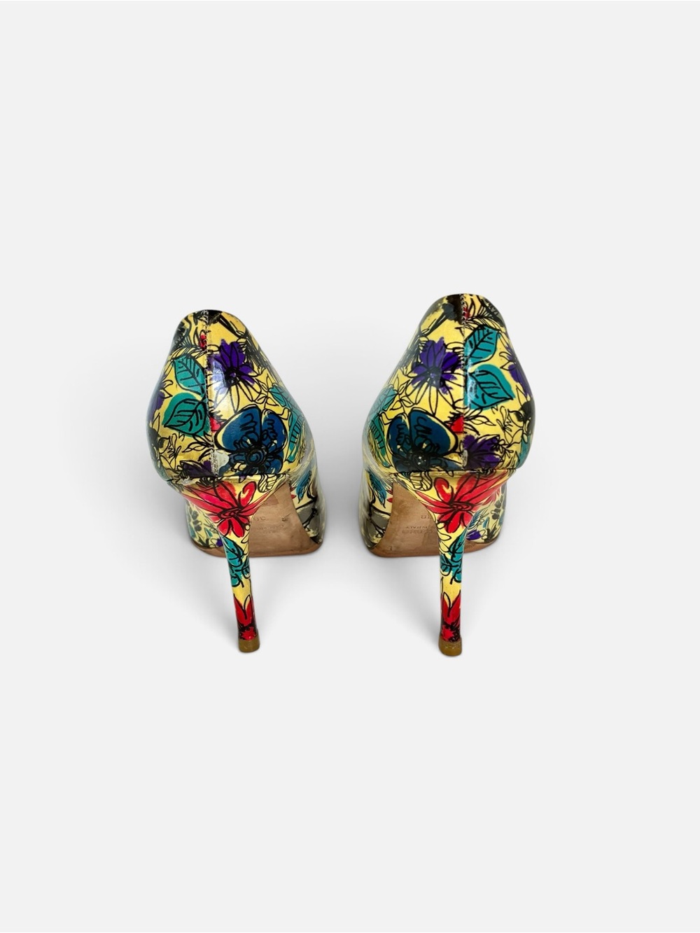 Miu Miu Yellow Floral Pointed-Toe Stiletto Pumps - Picture 4 of 7
